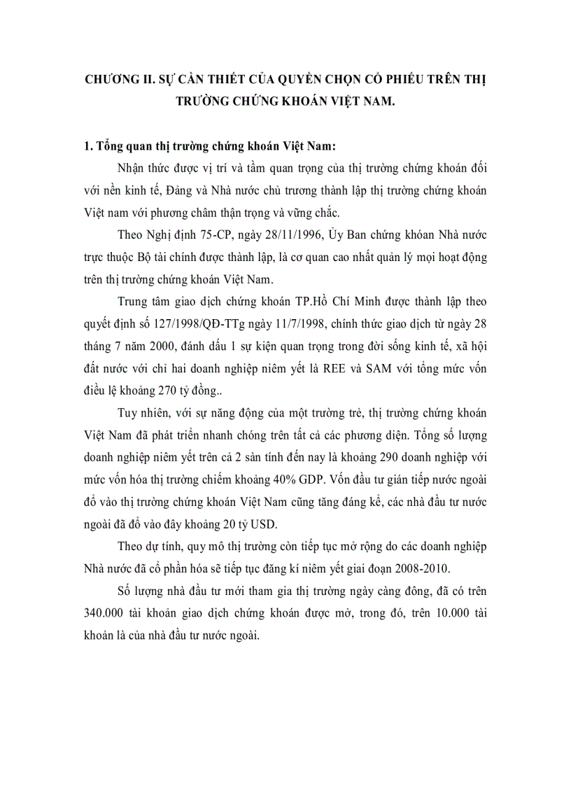 image for page Sự cần thiết áp dụng quyền chọn cổ phiếu trên thị trường chứng khoán Việt Nam