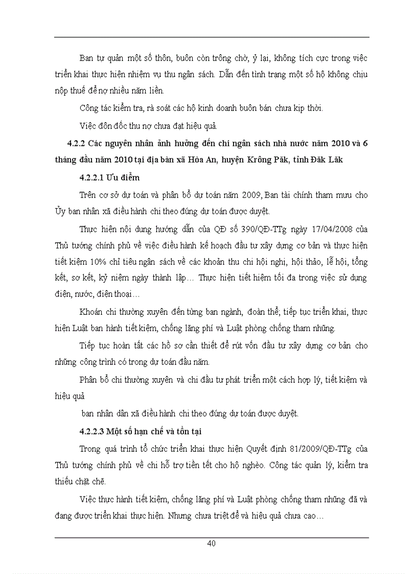image for page Tình hình quản lý và sử dụng ngân sách Nhà nước của xã Hòa An huyện Krông Păk tỉnh Đăk Lăk năm 2009 2010