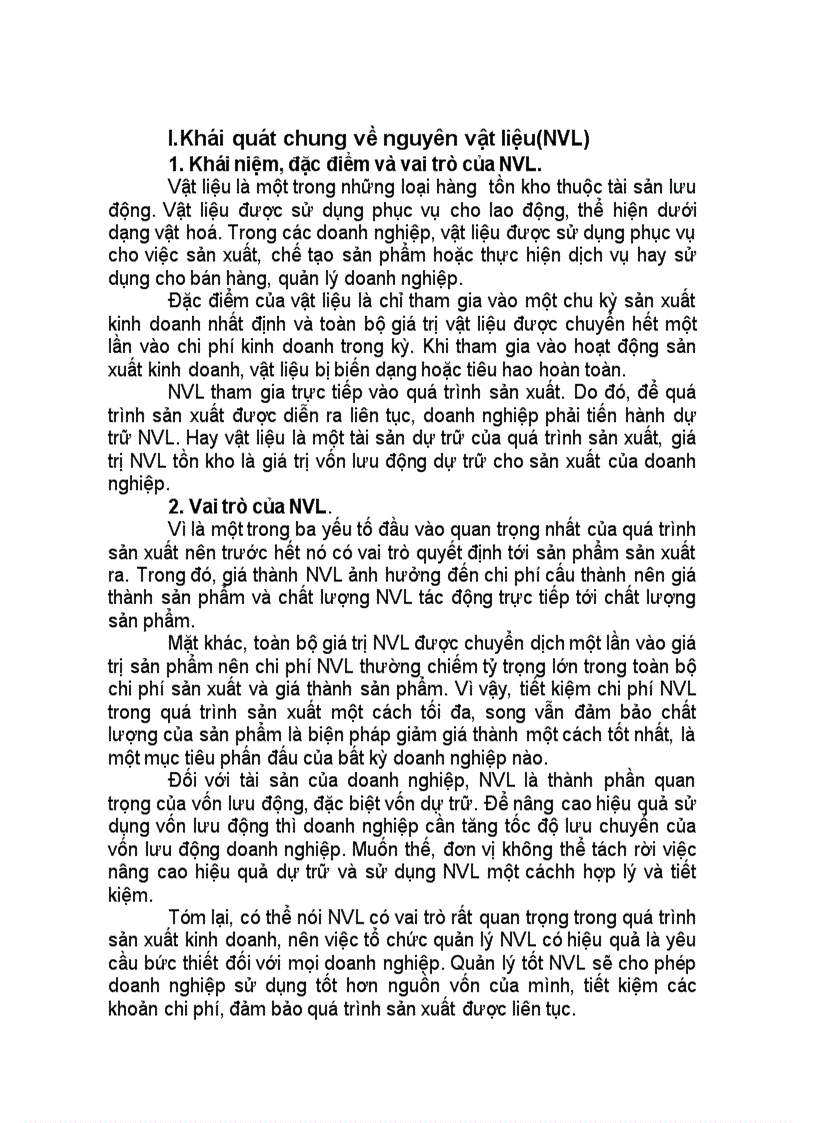 Các phương pháp xác định giá trị NVL xuất dùng và ảnh hưởng của nó tới chi phí sản xuất giá vốn hàng bán và lãi trong kỳ của doanh nghiệp