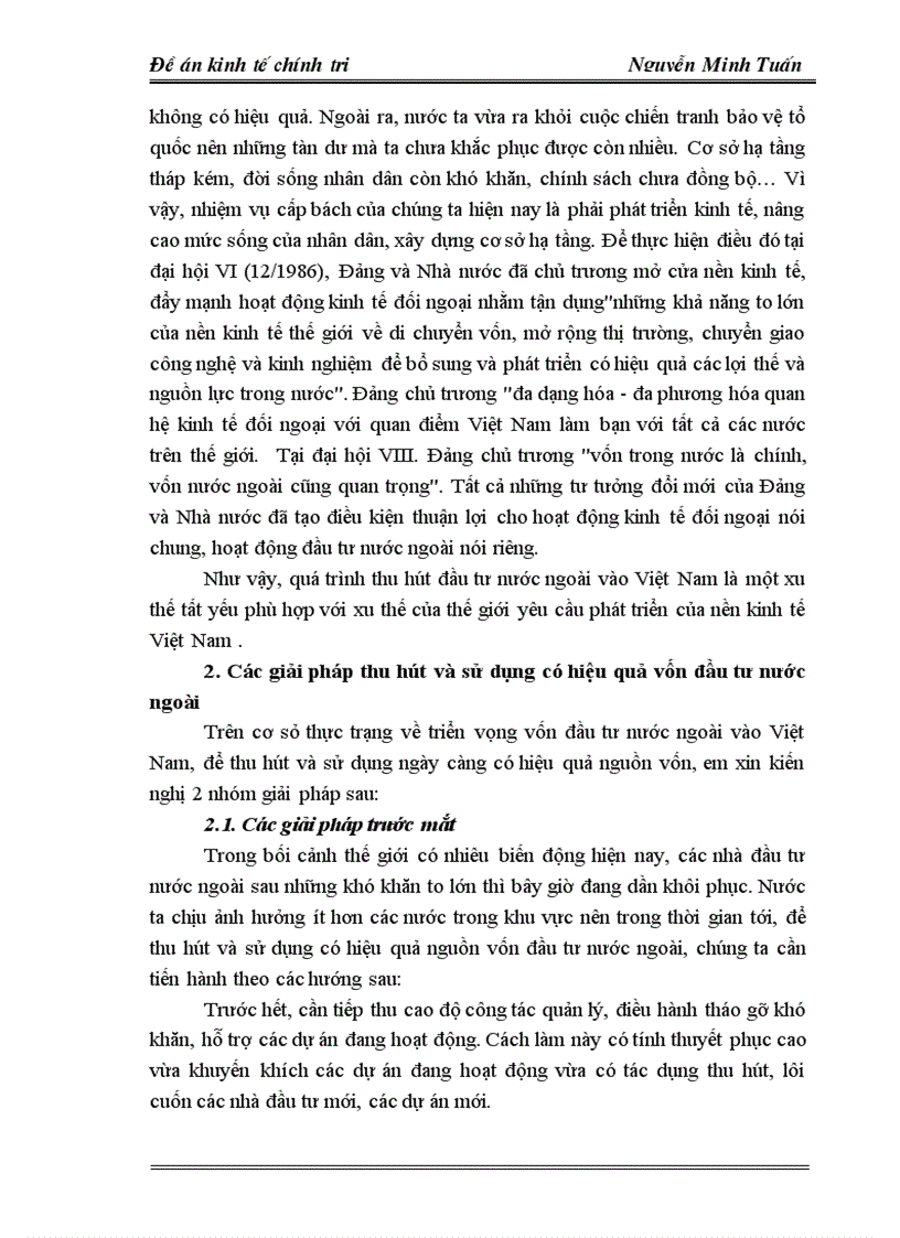image for page Thu hút và sử dụng có hiệu quả đầu tư nước ngoài trong nền kinh tế thị trường ở nước ta hiện nay