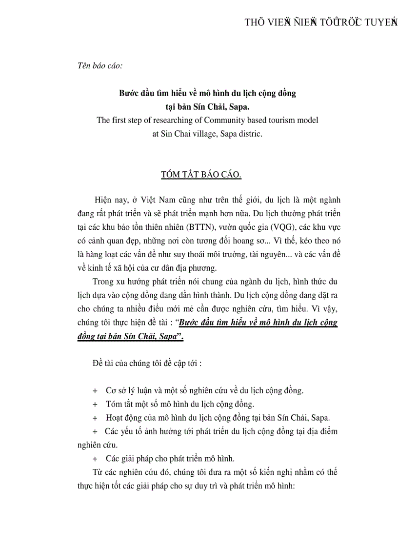 image for page Bước đầu tìm hiểu về mô hình du lịch cộng đồng tại bản Sín Chải Sapa