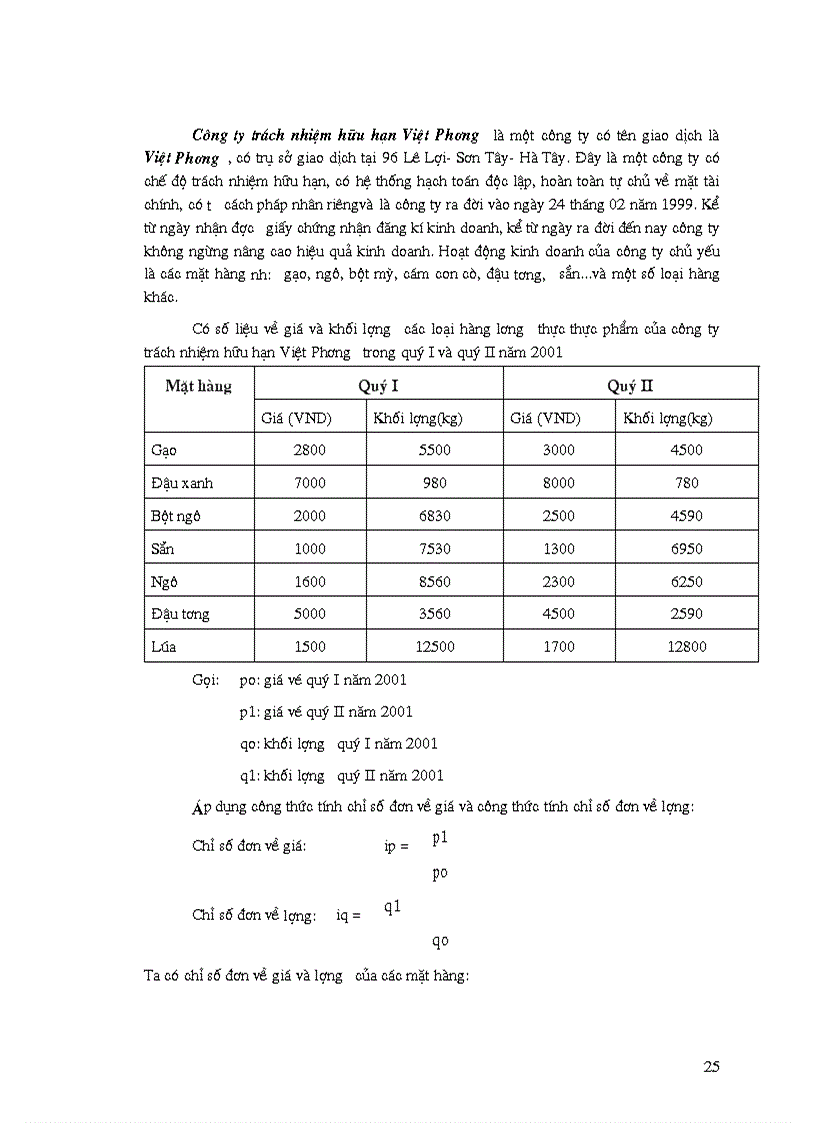 image for page Vận dụng phương pháp chỉ số để phân tích doanh thu của Công ty TNHH Việt Phương