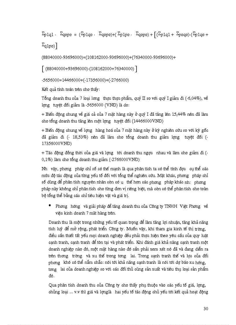 image for page Vận dụng phương pháp chỉ số để phân tích doanh thu của Công ty TNHH Việt Phương