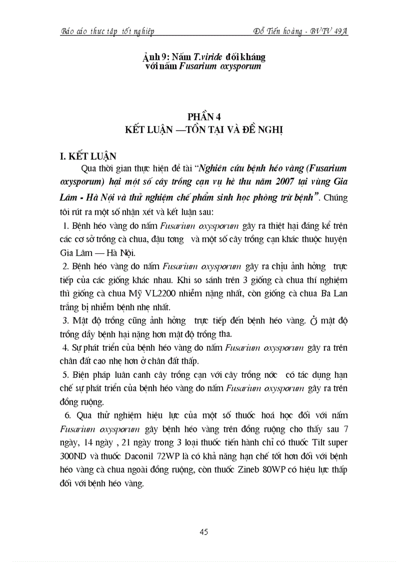 image for page Nghiên cứu bệnh héo vàng Fusarium oxysporum hại một số cây trồng cạn vụ hè thu năm 2007 tại vùng Gia Lâm Hà Nội và thử nghiệm chế phẩm sinh học phòng trừ bệnh