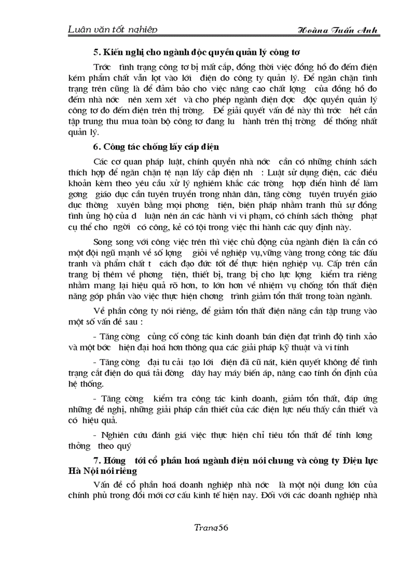 image for page Một số biện pháp chủ yếu nhằm giảm tổn thất điện năng trong quản lý truyền tải và phân phối điện năngcủa công ty điện lực Hà nội