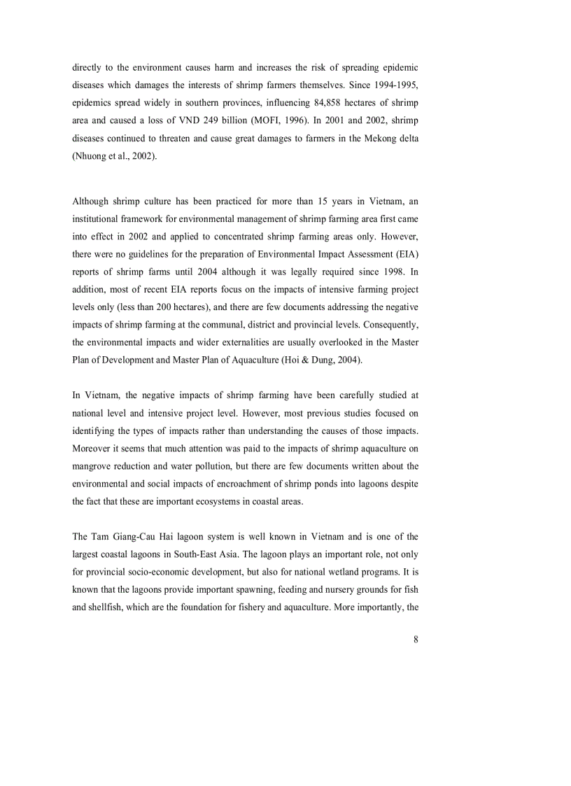 image for page Environmental and Social Impacts of Shrimp farming in Tam Giang lagoon Vietnam Local perception