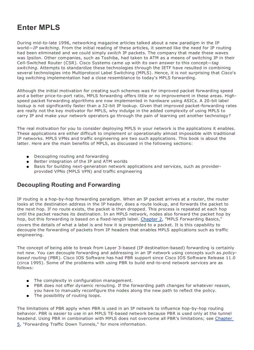 image for page Traffic Engineering with MPLS