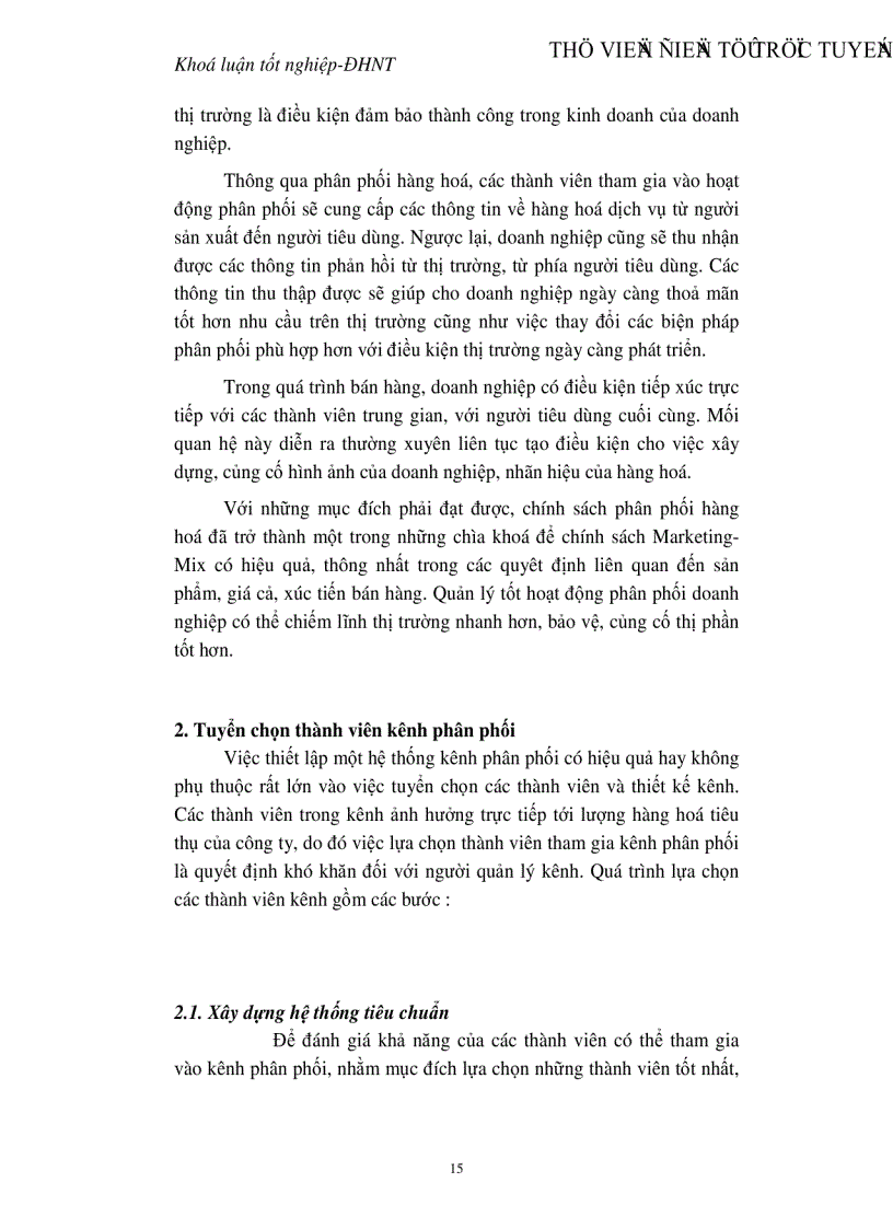 image for page Quản trị hệ thống kênh phân phối tại Công ty rượu Hà Nội