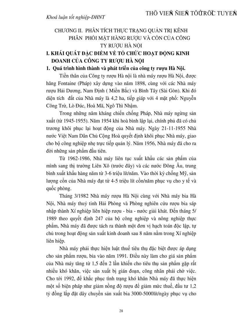 image for page Quản trị hệ thống kênh phân phối tại Công ty rượu Hà Nội