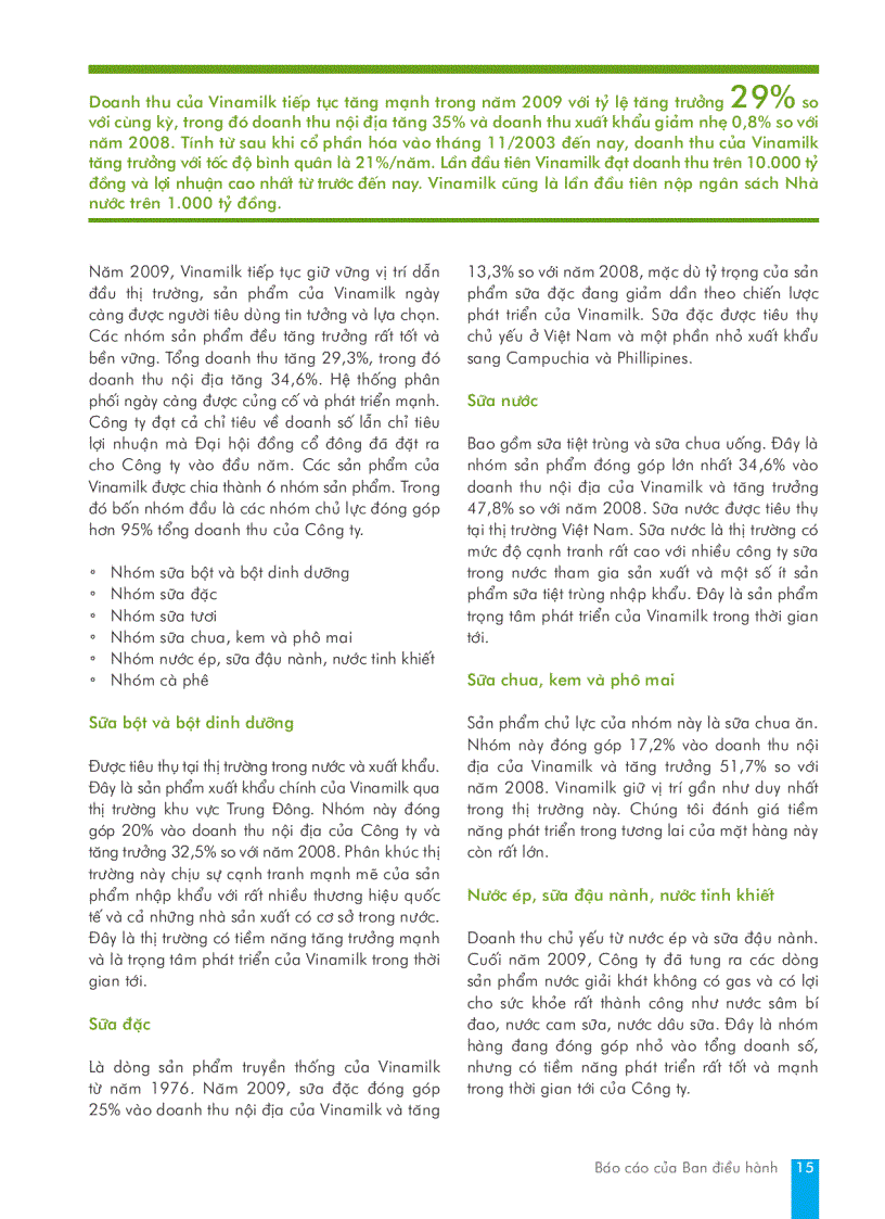 image for page Báo cáo tài chính của công ty Vinamilk năm 2009