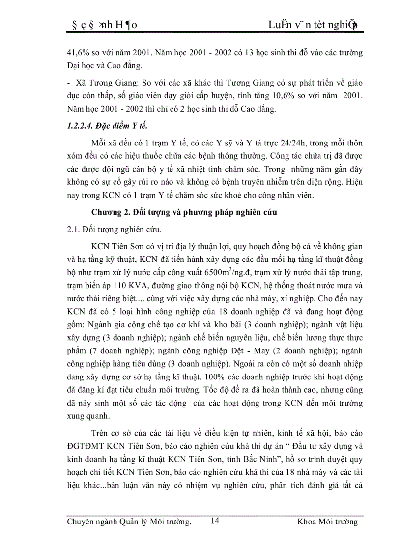 image for page Những vấn đề chủ yếu đánh giá tác động môi trường và một số kiến nghị về bảo vệ môi trường cho khu công nghiệp Tiên Sơn