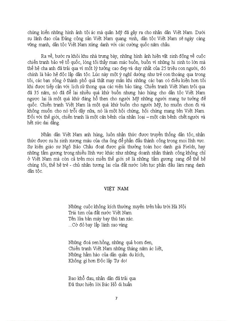 image for page Bài thu hoạch sau buổi tham quan bảo tàng chứng tích chiến tranh