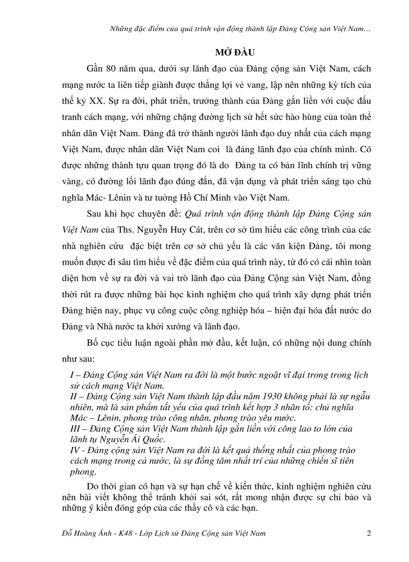 image for page Những đặc điểm của quá trình vận động thành lập Đảng Cộng Sản Việt Nam