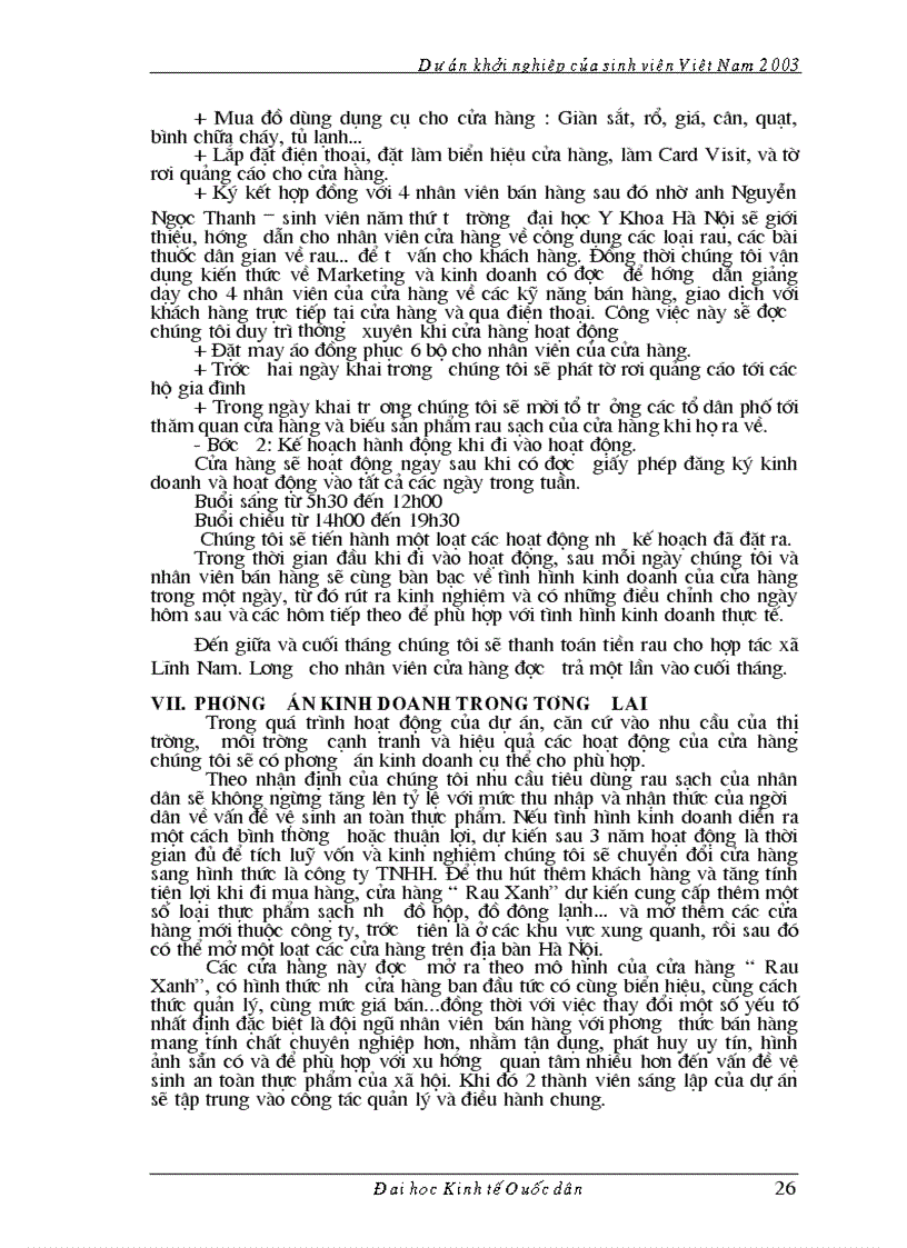 image for page Dự án kinh doanh rau sạch