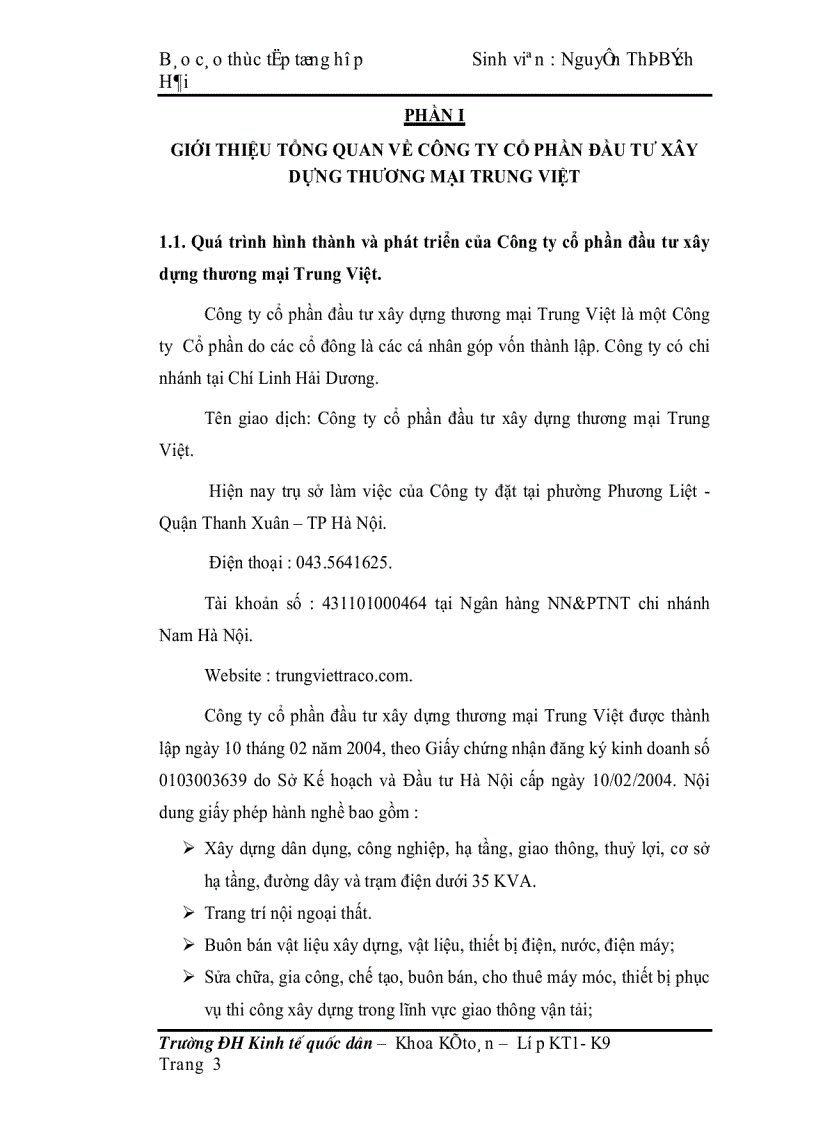 image for page Báo cáo thực tập tại phòng tài chính kế toán của Công ty cổ phần đầu tư xây dựng thương mại Trung Việt