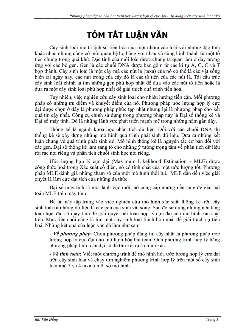 image for page Phương pháp đại số cho bài toán ước lượng hợp lý cực đại Áp dụng trên cây sinh loài nhỏ