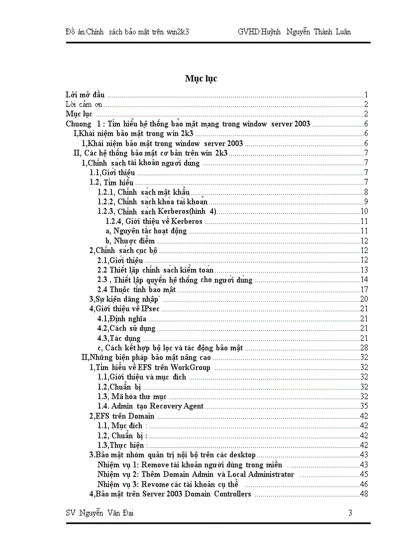 Bảo mật trong window server 2003