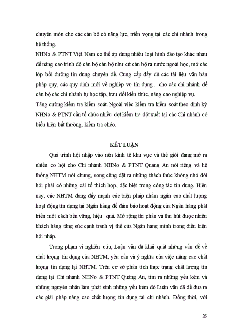 image for page Nâng cao chất lượng tín dụng tại Chi nhánh NHNo PTNT Quảng An