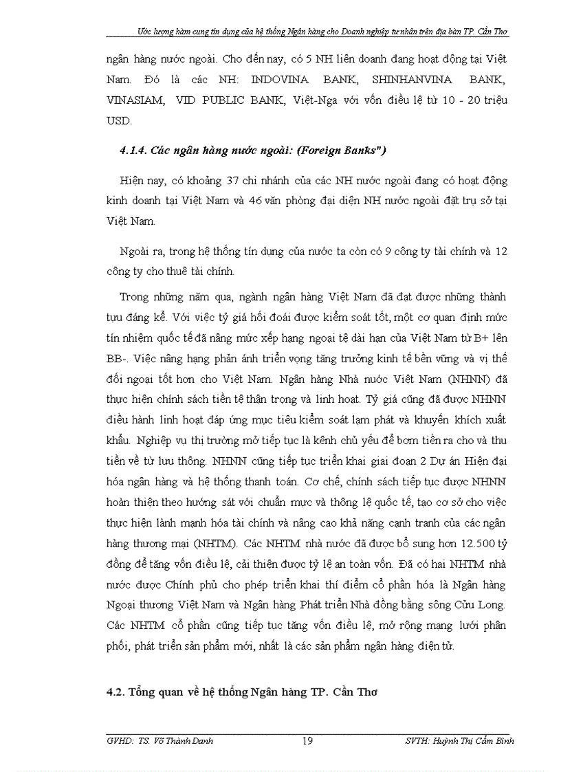 image for page Ước lượng hàm cung tín dụng của hệ thống ngân hàng cho doanh nghiệp tư nhân trên địa bàn thành phố Cần Thơ