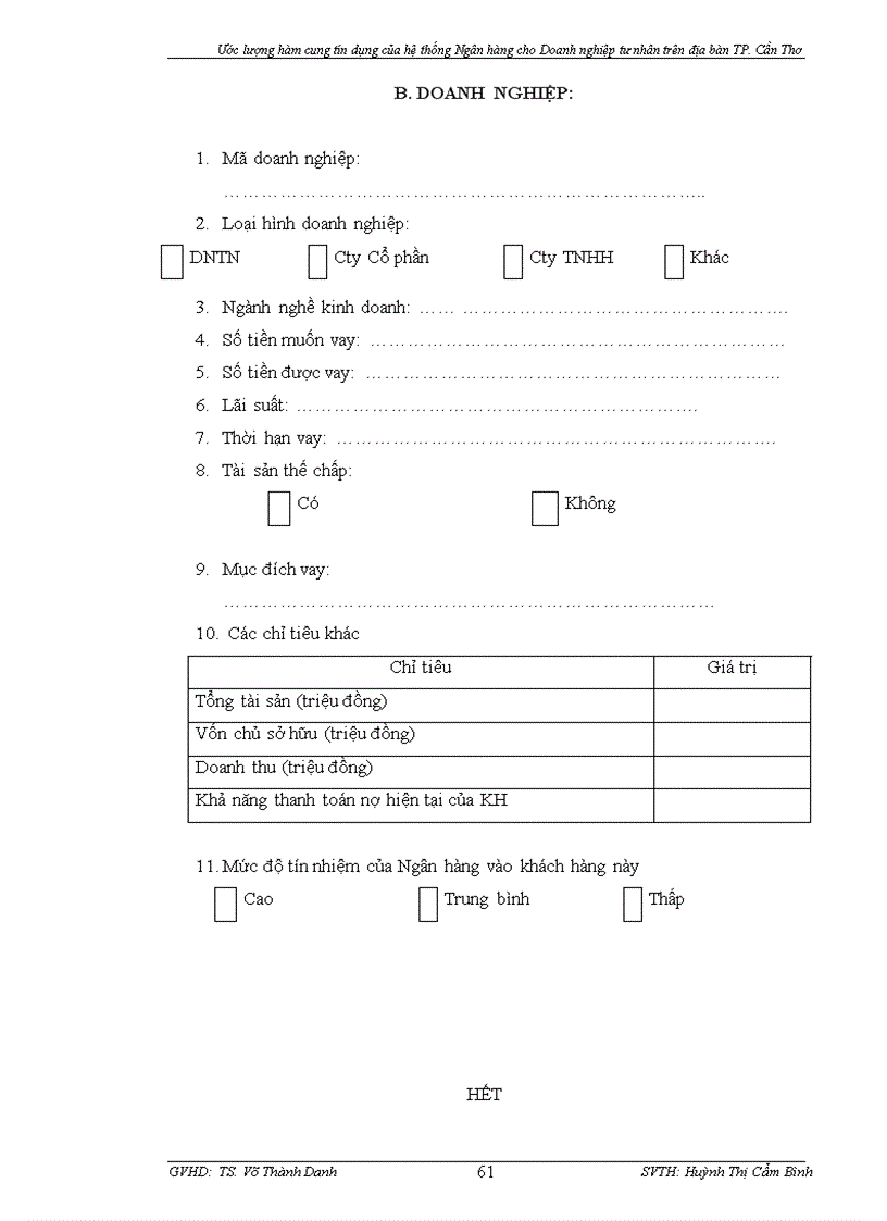 image for page Ước lượng hàm cung tín dụng của hệ thống ngân hàng cho doanh nghiệp tư nhân trên địa bàn thành phố Cần Thơ