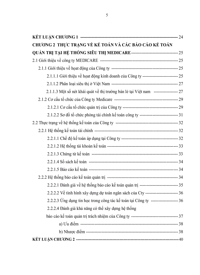 Xây dựng báo cáo kế toán quản trị cho hệ thống siêu thị MEDICARE