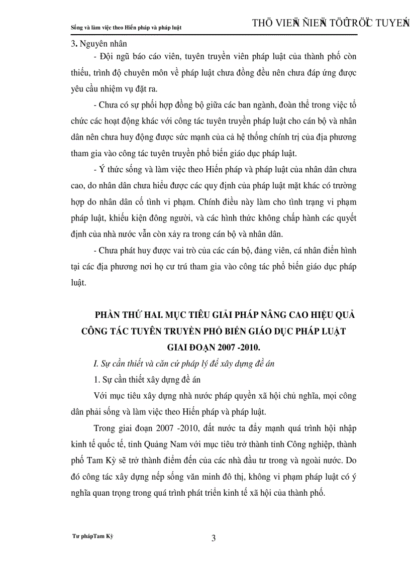 Nâng cao hiệu quả của công tác tuyên truyền phổ biến giáo dục pháp luật giai đoạn 2007 2010 Ban hành kèm theo Quyết định số 01 2007 QĐ UBND ngày 25 01 2007 của Uỷ ban nhân dân thành phố Tam Kỳ