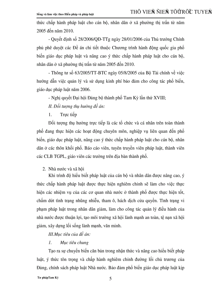 image for page Nâng cao hiệu quả của công tác tuyên truyền phổ biến giáo dục pháp luật giai đoạn 2007 2010 Ban hành kèm theo Quyết định số 01 2007 QĐ UBND ngày 25 01 2007 của Uỷ ban nhân dân thành phố Tam Kỳ