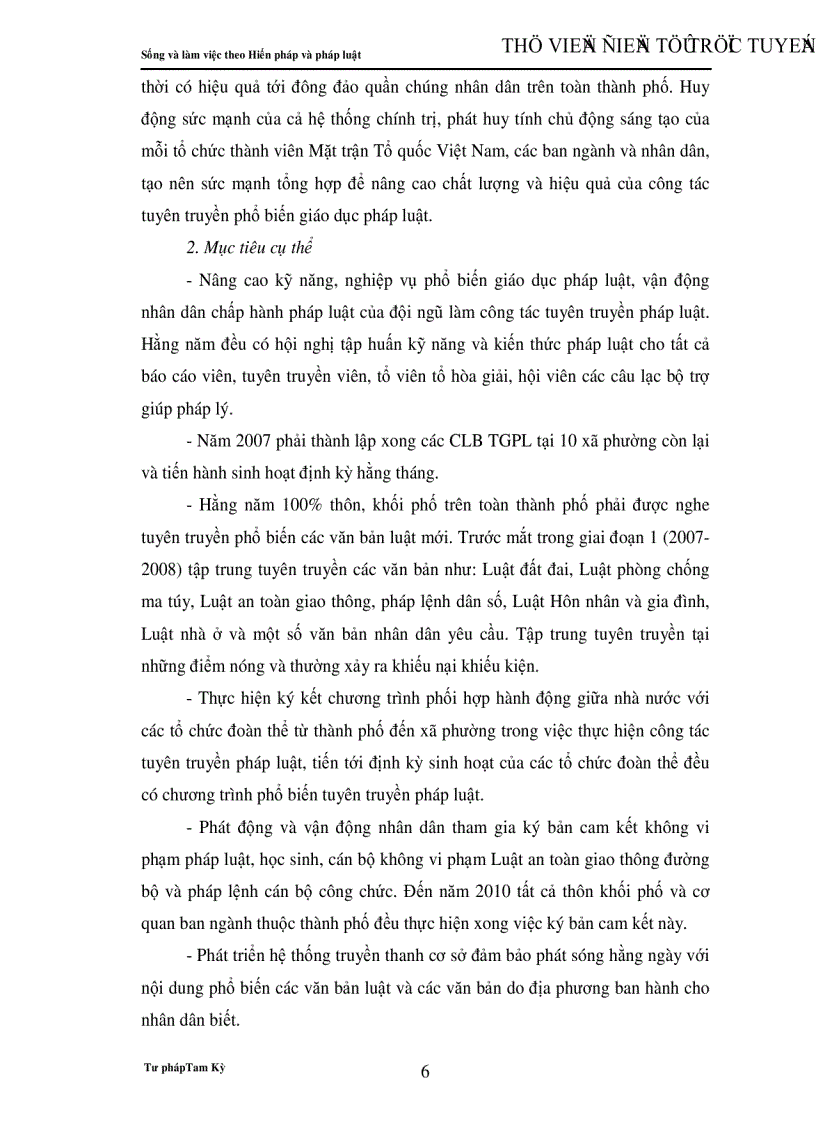 image for page Nâng cao hiệu quả của công tác tuyên truyền phổ biến giáo dục pháp luật giai đoạn 2007 2010 Ban hành kèm theo Quyết định số 01 2007 QĐ UBND ngày 25 01 2007 của Uỷ ban nhân dân thành phố Tam Kỳ