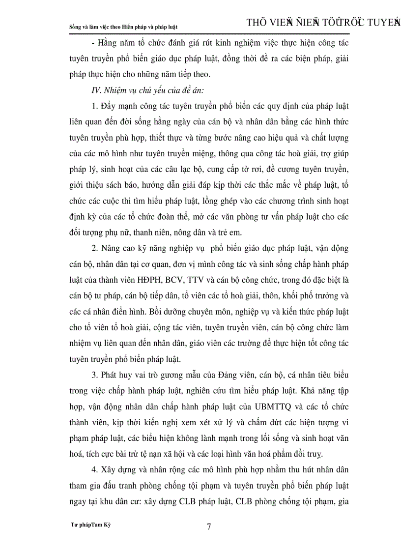 image for page Nâng cao hiệu quả của công tác tuyên truyền phổ biến giáo dục pháp luật giai đoạn 2007 2010 Ban hành kèm theo Quyết định số 01 2007 QĐ UBND ngày 25 01 2007 của Uỷ ban nhân dân thành phố Tam Kỳ