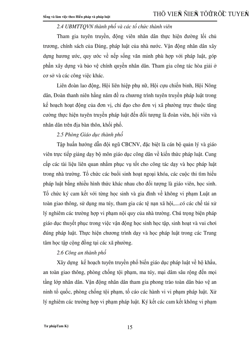 image for page Nâng cao hiệu quả của công tác tuyên truyền phổ biến giáo dục pháp luật giai đoạn 2007 2010 Ban hành kèm theo Quyết định số 01 2007 QĐ UBND ngày 25 01 2007 của Uỷ ban nhân dân thành phố Tam Kỳ