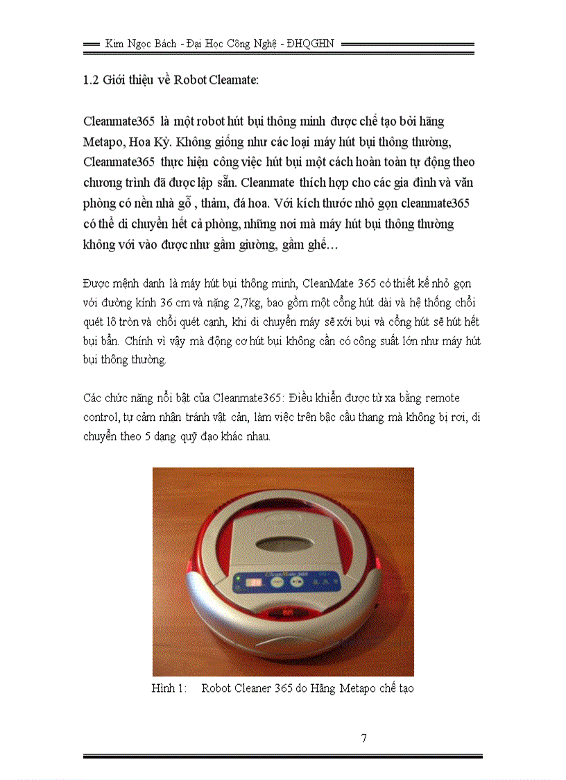 image for page Thiết kế xây dựng một robot có chức năng giống CleanMate 365 của hãng Metapo USA