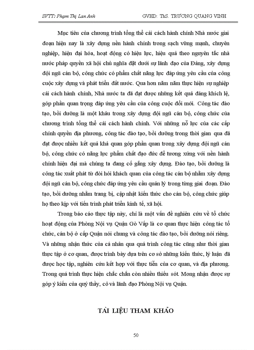 image for page Công tác đào tạo bồi dưỡng cán bộ công chức tại quận Gò Vấp Tp HCM