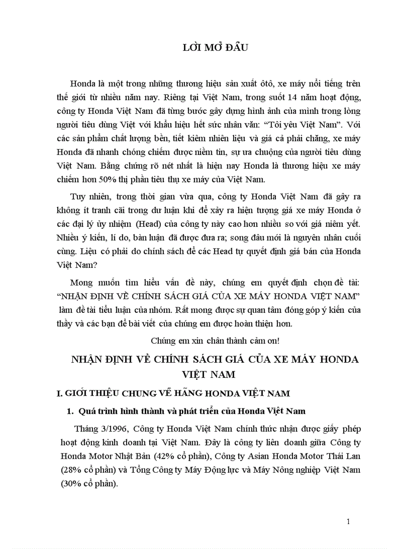 image for page Nhận định về chính sách giá của xe máy Honda Việt Nam