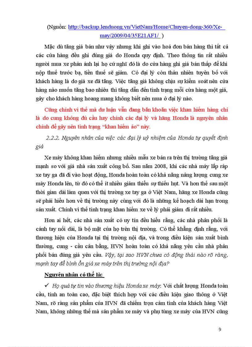 image for page Nhận định về chính sách giá của xe máy Honda Việt Nam