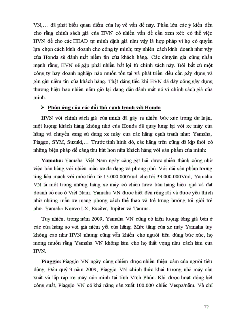 image for page Nhận định về chính sách giá của xe máy Honda Việt Nam