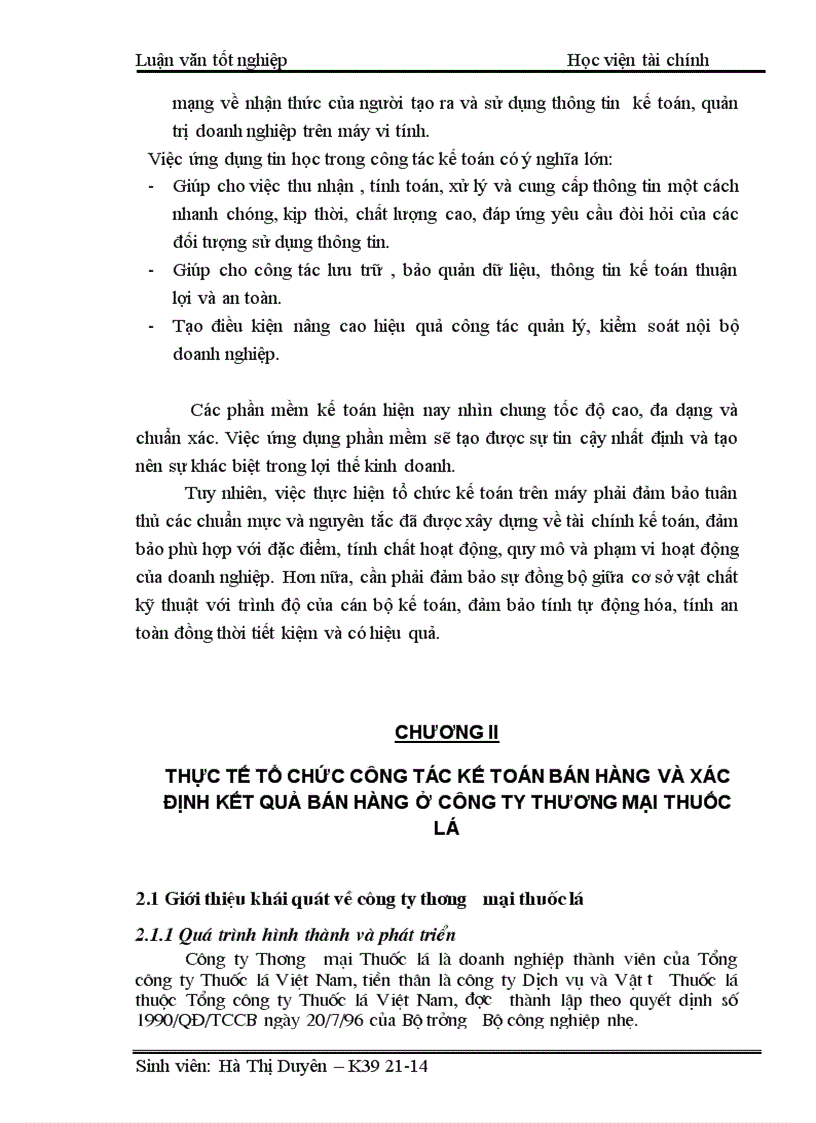 image for page Một số ý kiến nhằm hoàn thiện công tác kế toán bán hàng và xác định kết quả bán hàng ở công ty Thương mại Thuốc lá