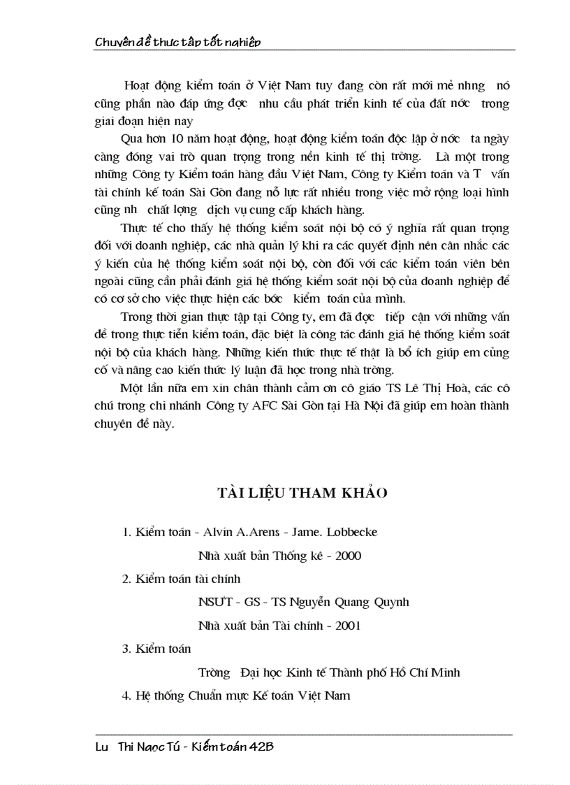 image for page Đánh giá hệ thống kiểm soát nội bộ trong kiểm toán Báo cáo tài chính tại chi nhánh Công ty Kiểm toán và Tư vấn tài chính kế toán Sài Gòn AFC