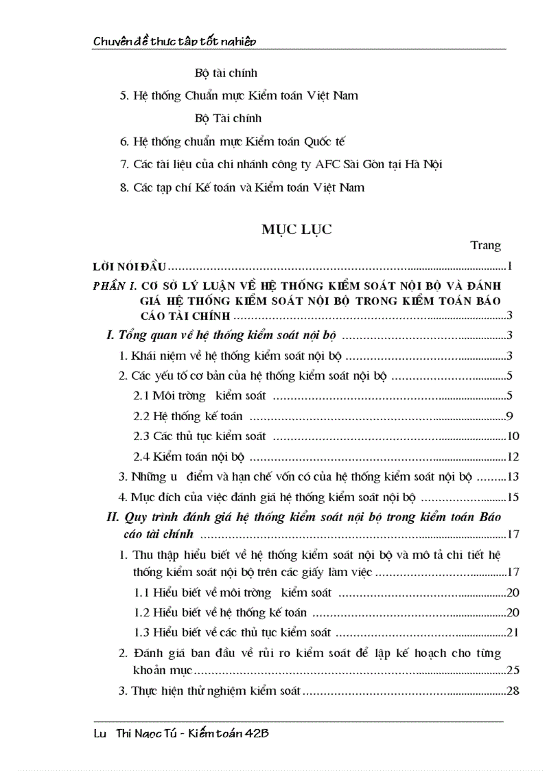 image for page Đánh giá hệ thống kiểm soát nội bộ trong kiểm toán Báo cáo tài chính tại chi nhánh Công ty Kiểm toán và Tư vấn tài chính kế toán Sài Gòn AFC