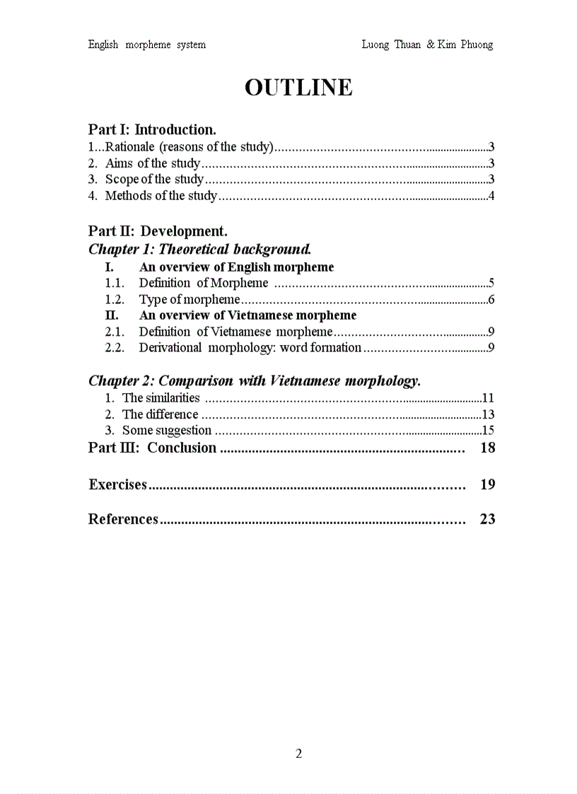 Acomparison between English and Vietnamese morpheme system