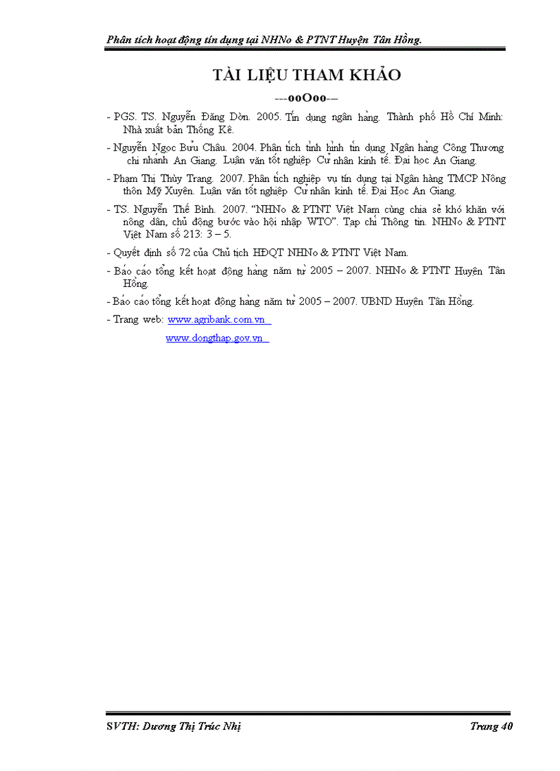 image for page Phân tích hoạt động tín dụng tại NHNo PTNT Huyện Tân Hồng