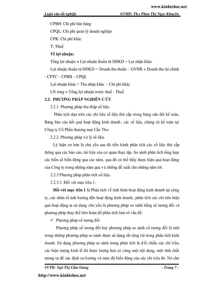 image for page Phân tích hiệu quả hoạt động kinh doanh tại công ty cổ phần thương mại Cần Thơ