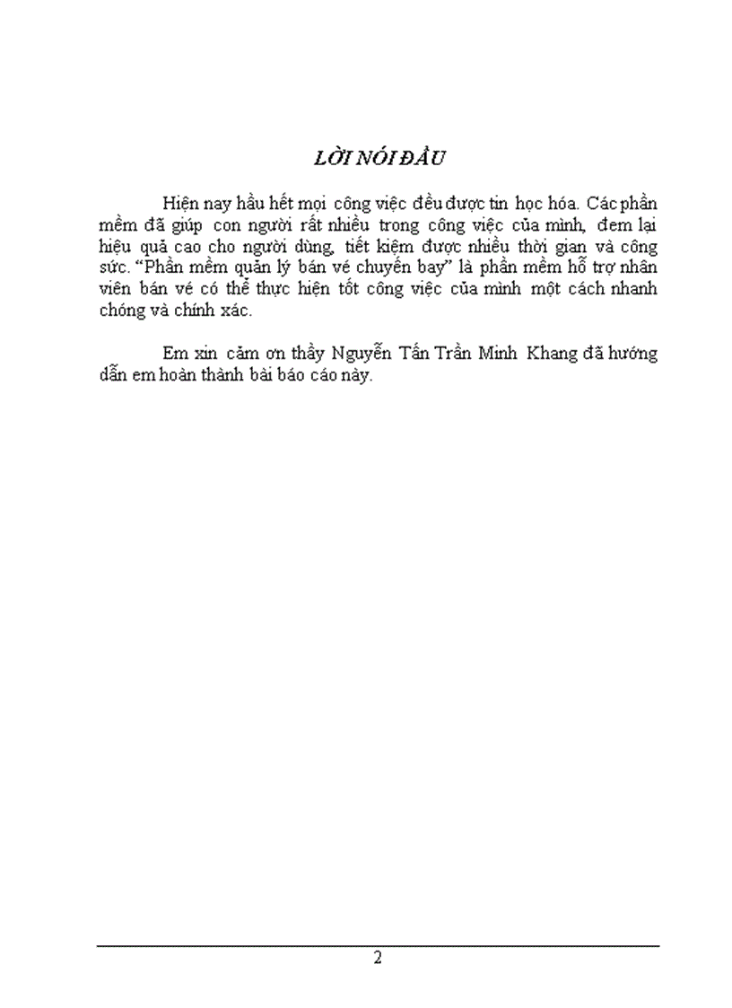 image for page Đề Tài Quản Lý Bán Vé Máy Bay