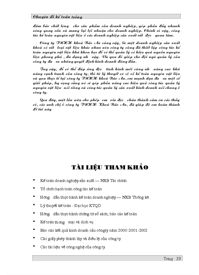 image for page Hoàn thiện công tác kế toán vật liệu tại công ty TNHH khoá Bảo An