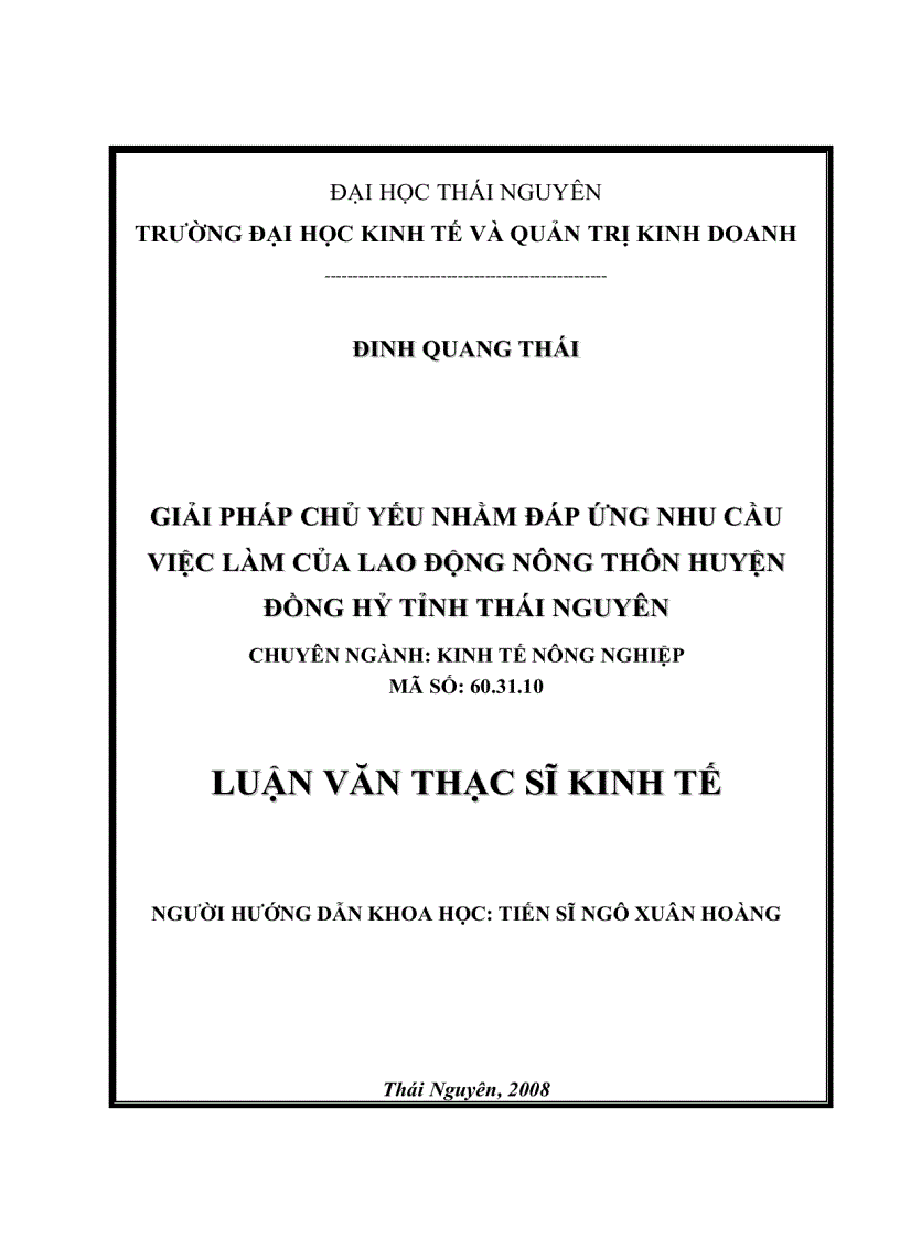 image for page Giải pháp chủ yếu nhằm đáp ứng nhu cầu việc làm của lao động nông thôn huyện Đồng Hỷ tỉnh Thái Nguyên