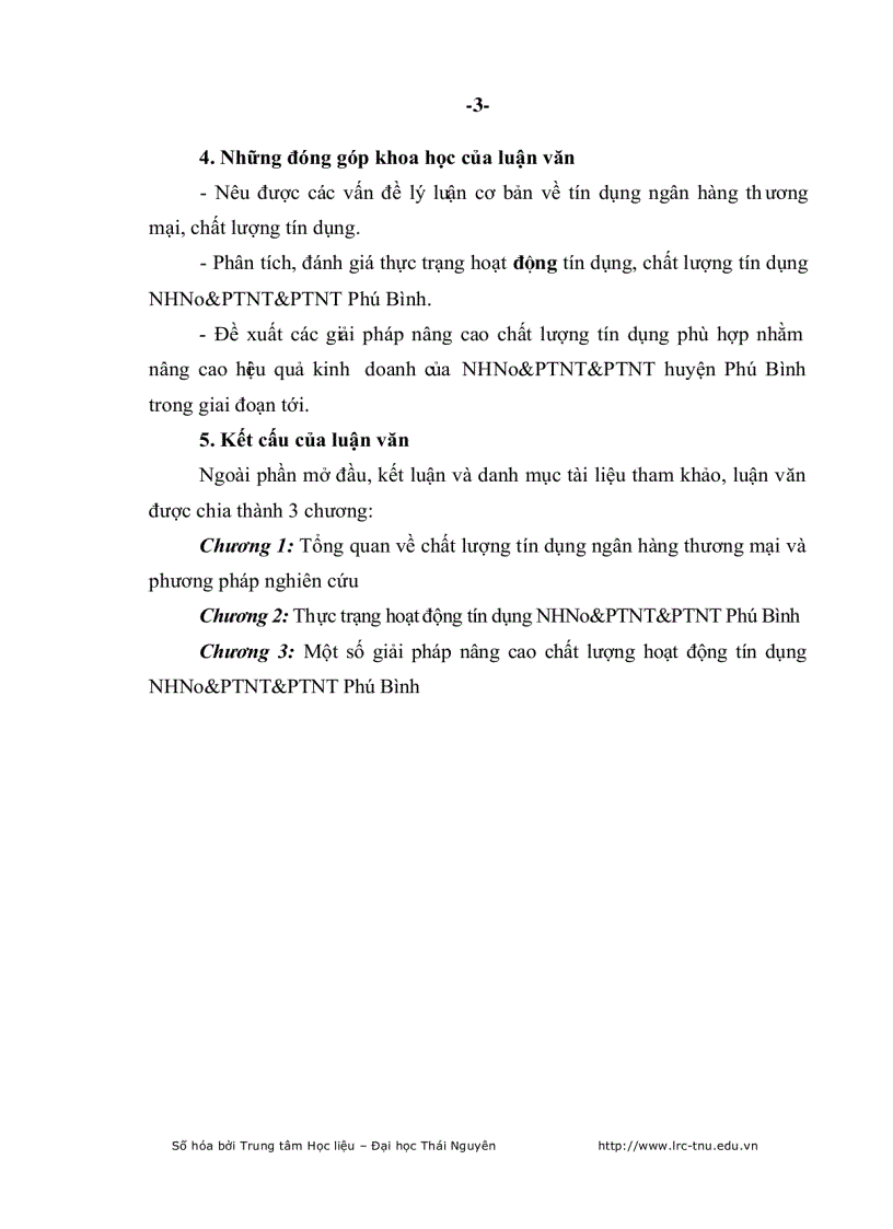 image for page Nâng cao ch ất lượng tín dụng Ngân hàng Nông nghiệp và Phát triển Nông thôn huyện Phú Bình