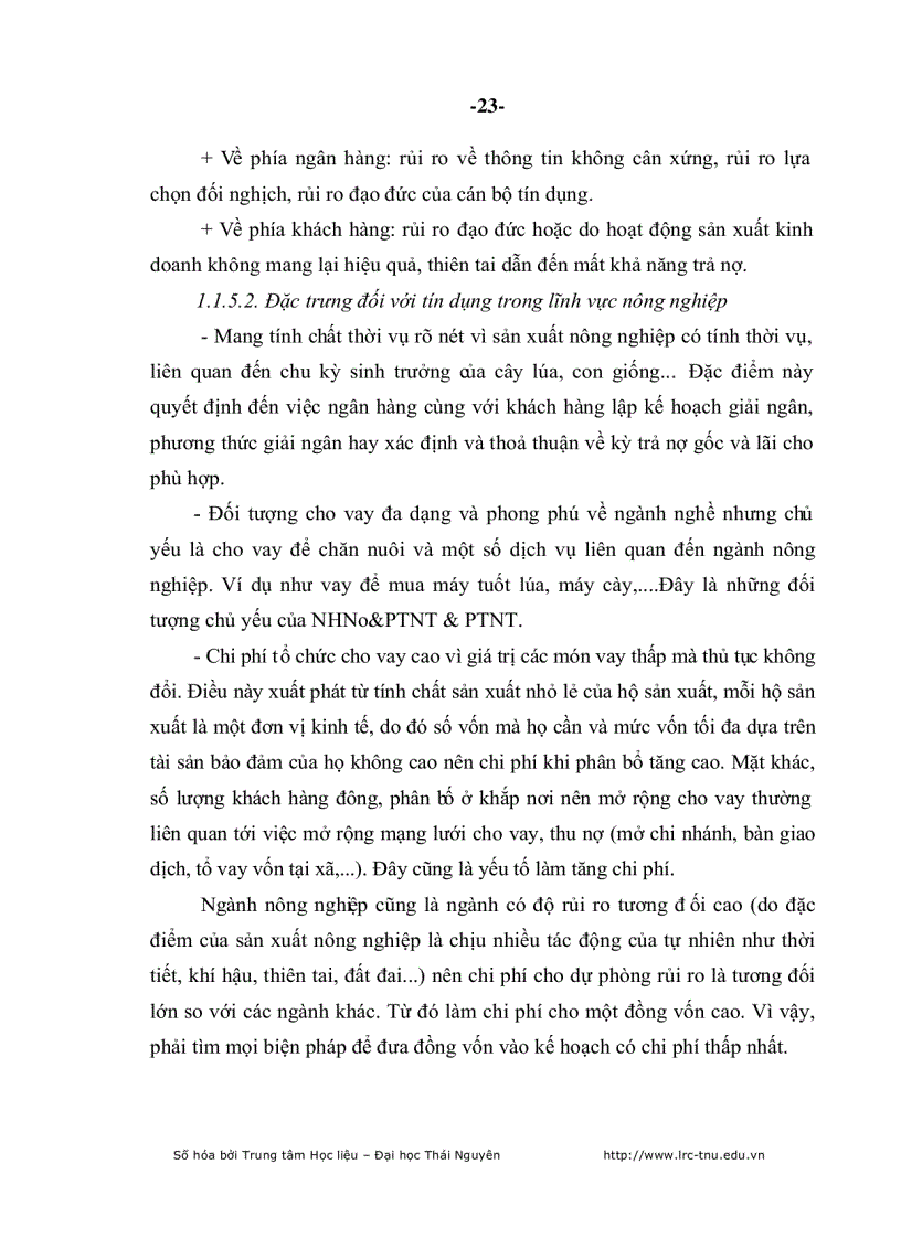 image for page Nâng cao ch ất lượng tín dụng Ngân hàng Nông nghiệp và Phát triển Nông thôn huyện Phú Bình