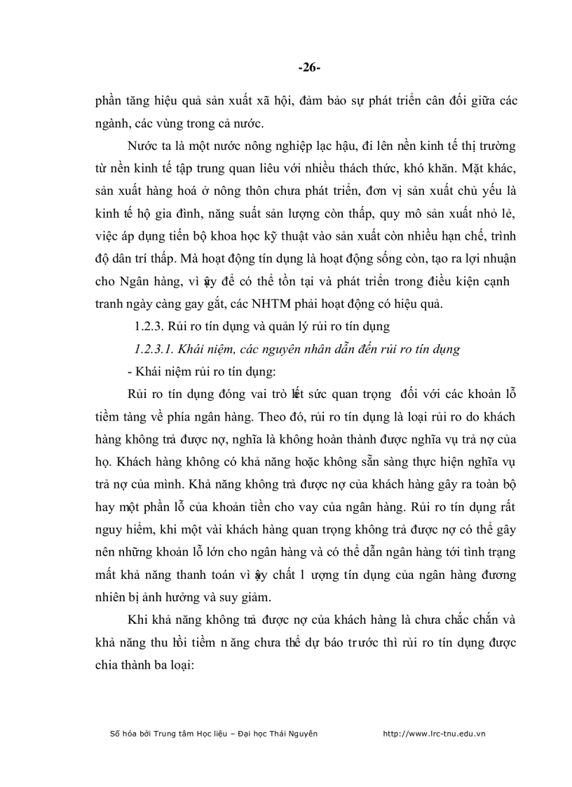 image for page Nâng cao ch ất lượng tín dụng Ngân hàng Nông nghiệp và Phát triển Nông thôn huyện Phú Bình