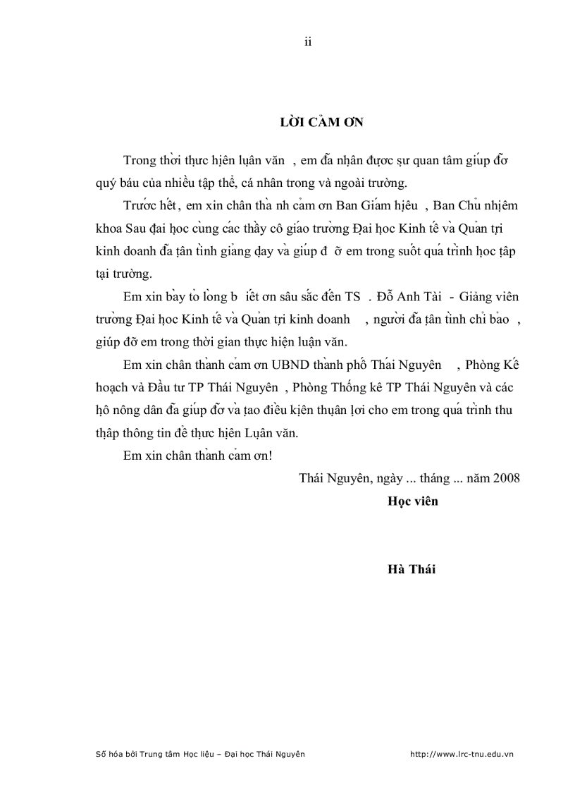 image for page Ảnh hưởng của xu hướng đô thị hoá đối với kinh tế hộ nông dân trên địa bàn thành phố Thái Nguyên