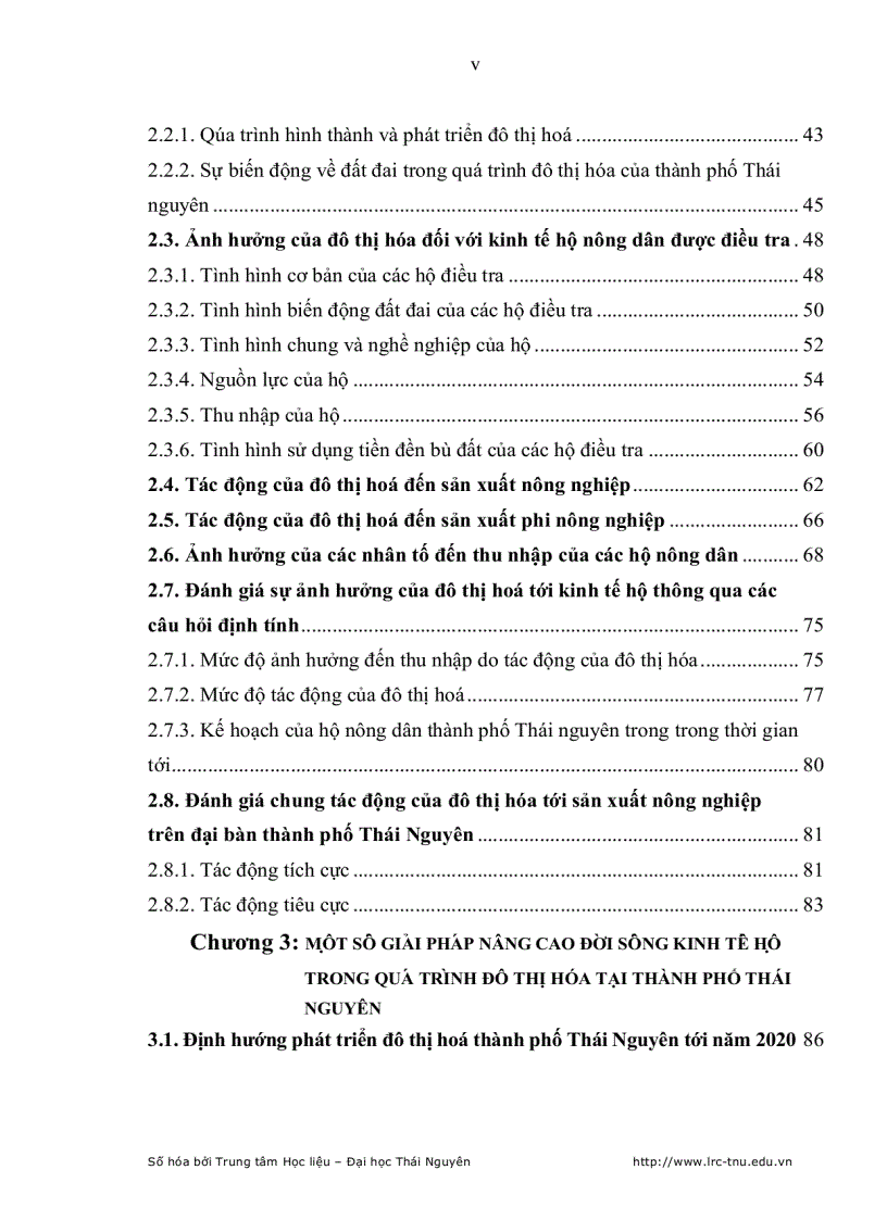image for page Ảnh hưởng của xu hướng đô thị hoá đối với kinh tế hộ nông dân trên địa bàn thành phố Thái Nguyên