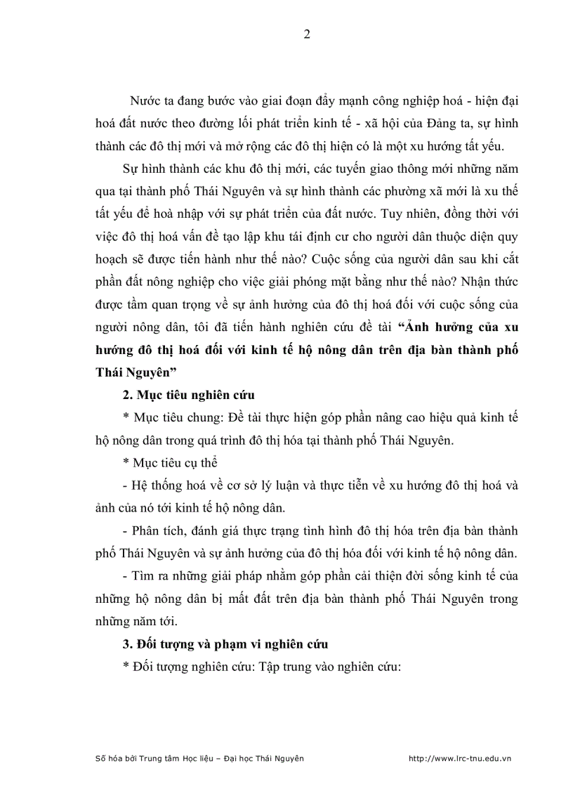 image for page Ảnh hưởng của xu hướng đô thị hoá đối với kinh tế hộ nông dân trên địa bàn thành phố Thái Nguyên